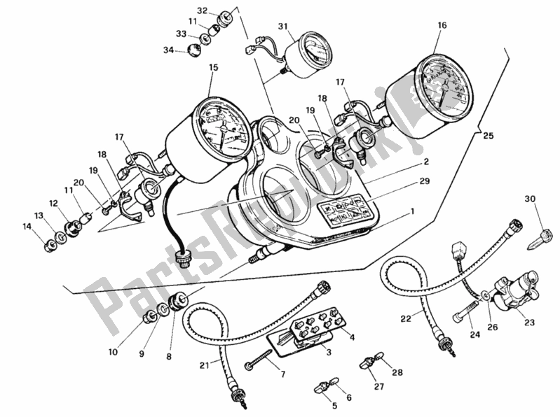 Todas as partes de Medidor Dm 016056> do Ducati Supersport 900 SS 1991